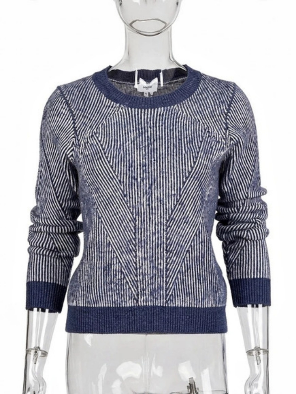 Suncoo Geometric Crew Neck Sweater in Blue & White Size 10 Like New